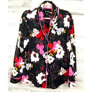 Room Service Womens XL Black Multi Floral PJ Top Super Soft Sleepwear NEW